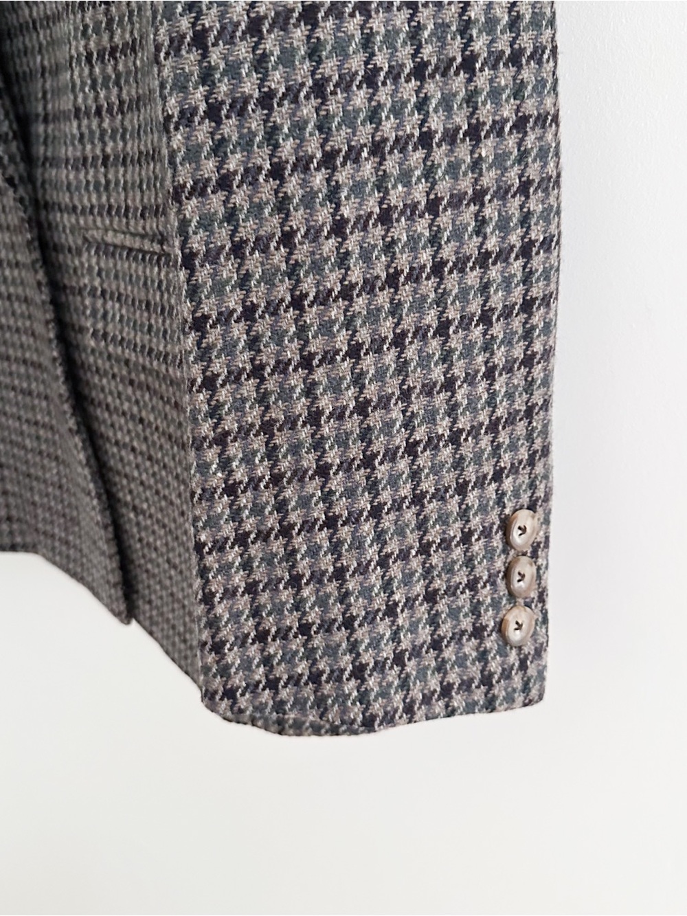Vintage Charcoal Wool Houndstooth Blazer Size 12 Made In USA Old Money Prep - Picture 5 of 9